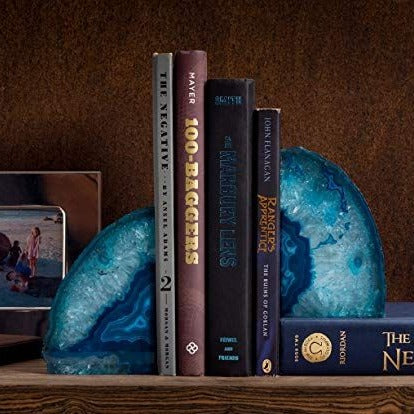 Blue Agate Bookend 2-Piece Set