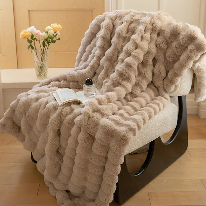 Rabbit Faux Fur Throw Blanket