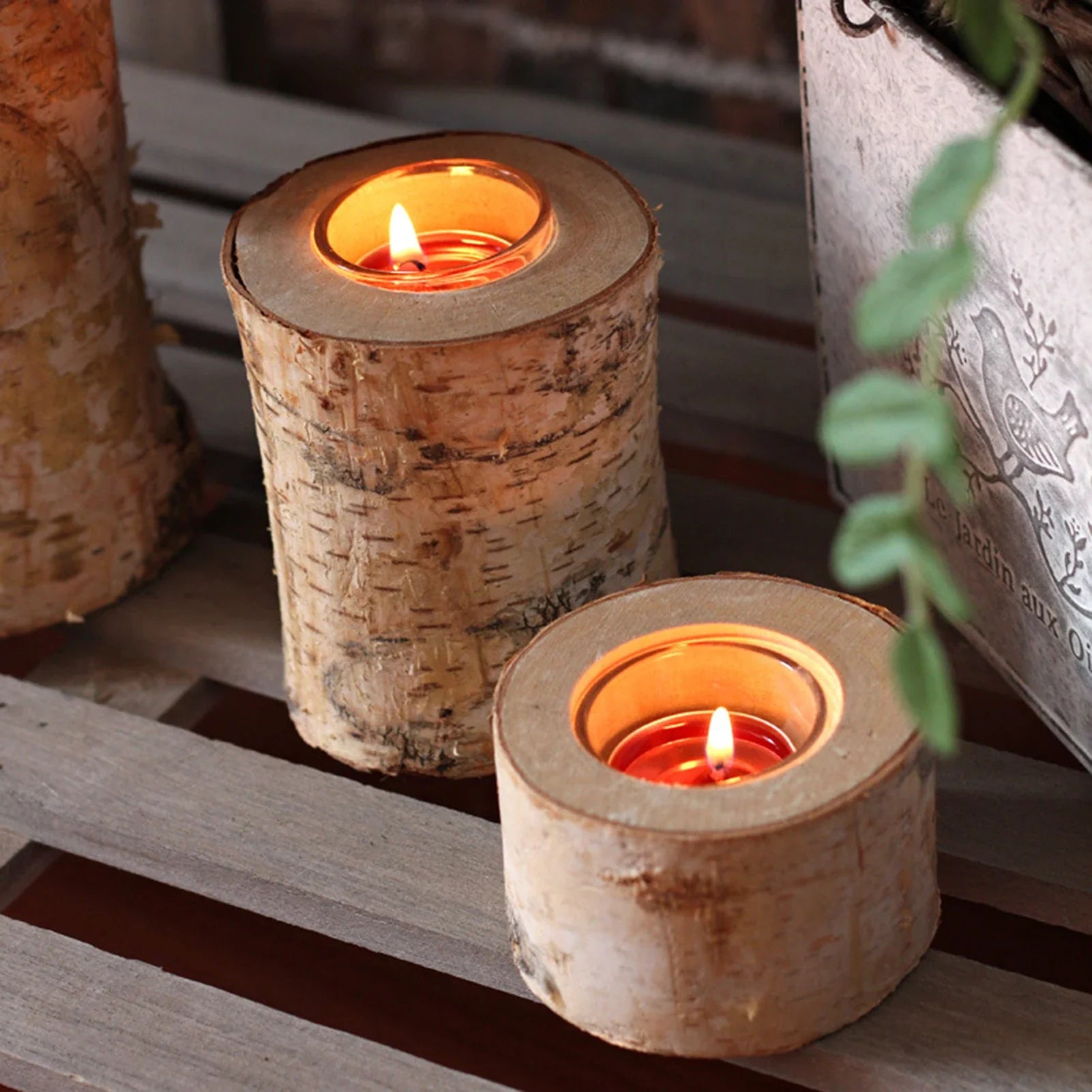 Birch Wood Candle Holder