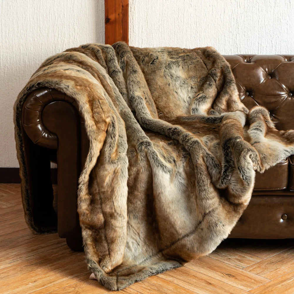 Fox Faux Fur Throw Blanket