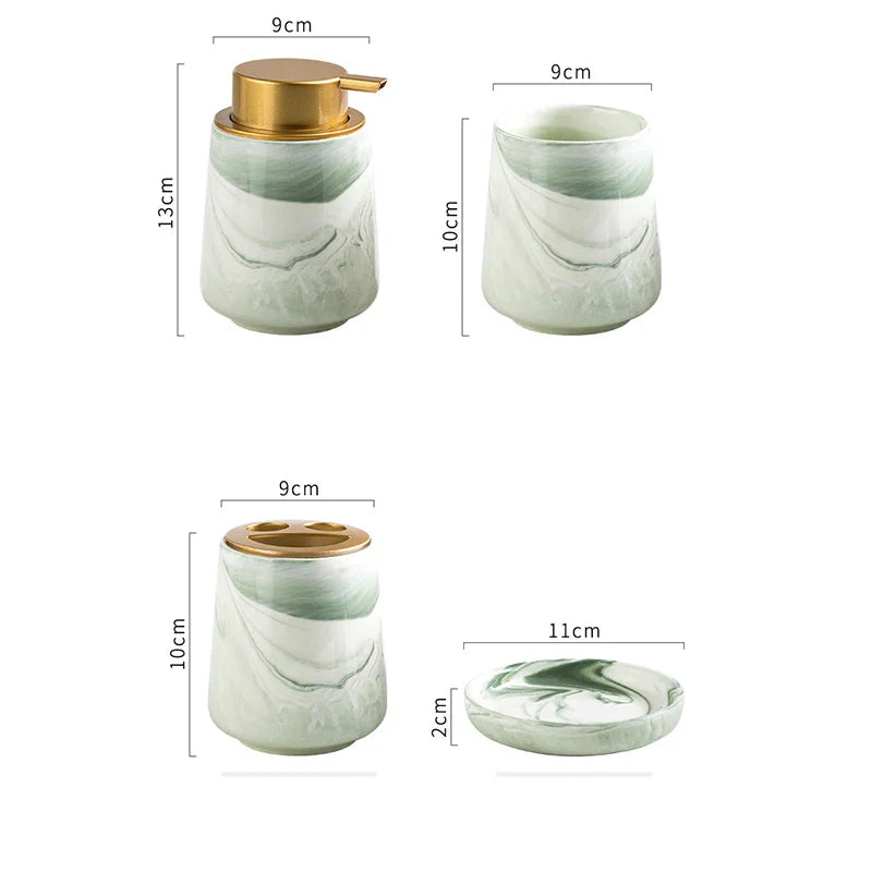 Green Marble 4-Piece Bathroom Set