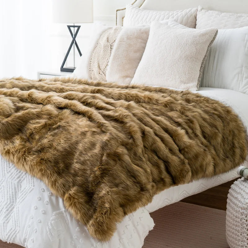 Fox Faux Fur Throw Blanket