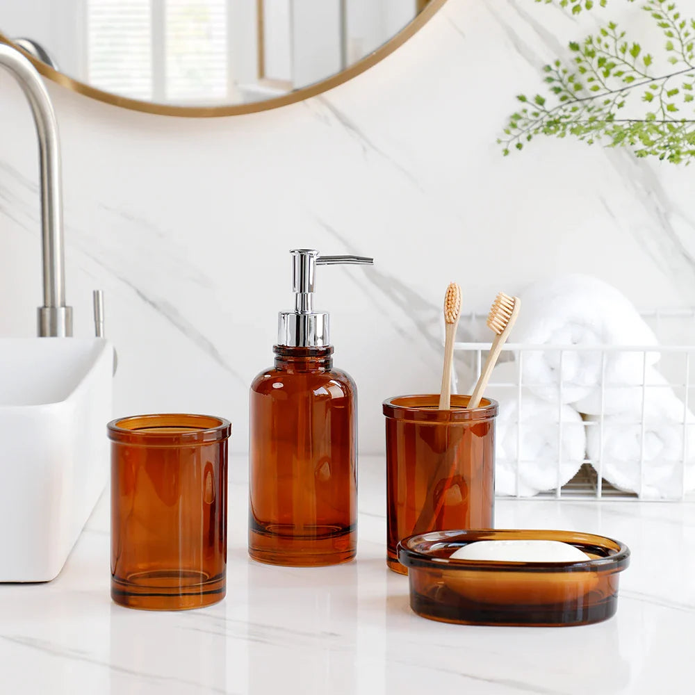 Glass Apothecary 4-Piece Bathroom Set