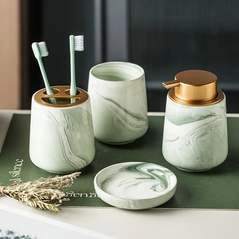 Green Marble 4-Piece Bathroom Set