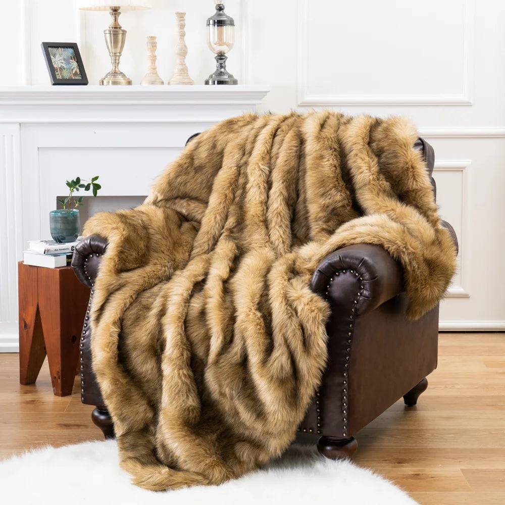 Fox Faux Fur Throw Blanket