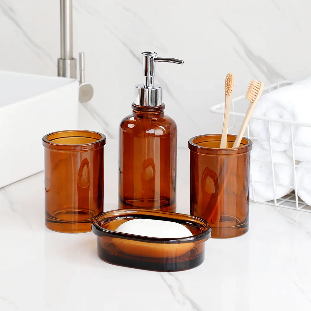 Glass Apothecary 4-Piece Bathroom Set