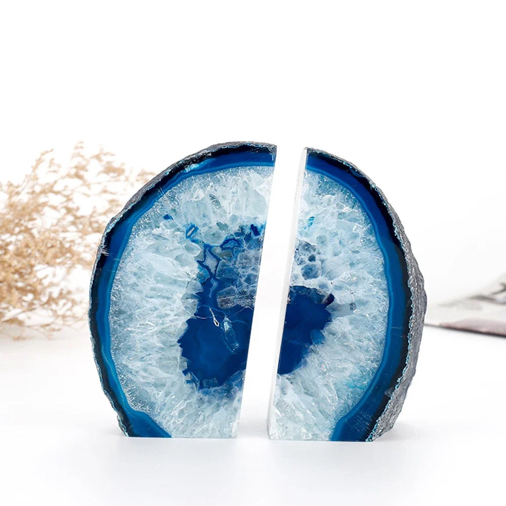 Blue Agate Bookend 2-Piece Set