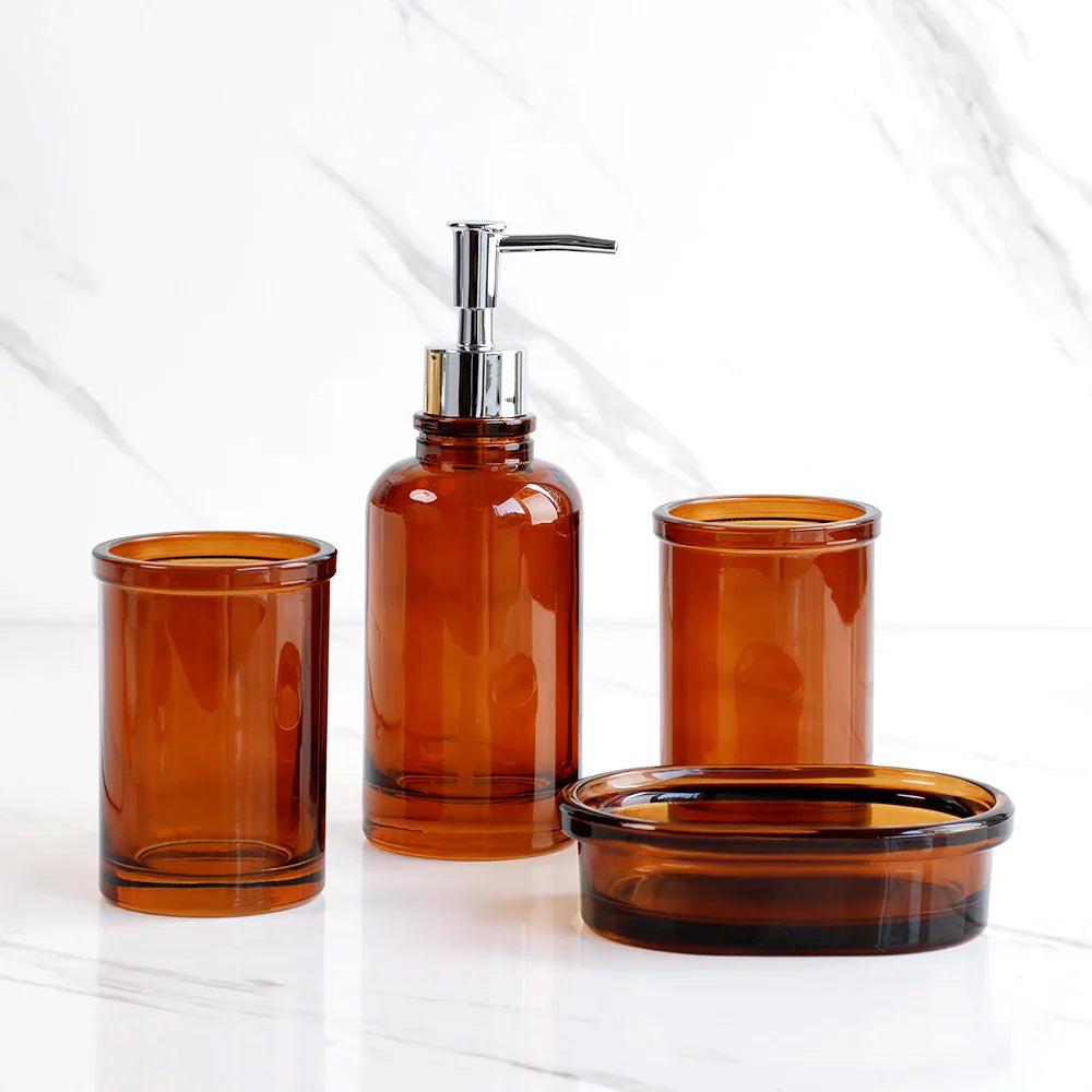 Glass Apothecary 4-Piece Bathroom Set