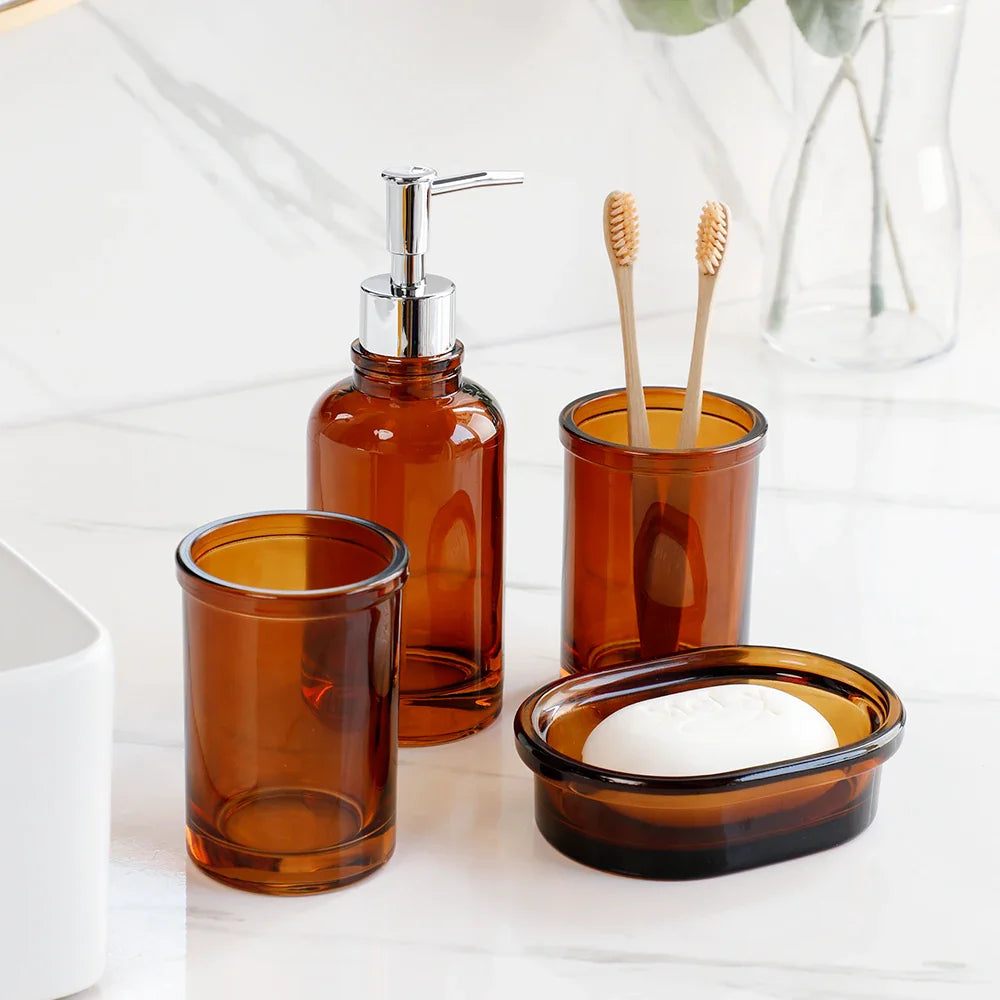 Glass Apothecary 4-Piece Bathroom Set