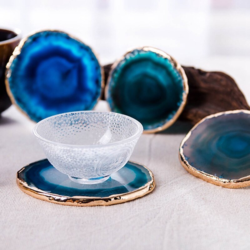 Blue Agate Coaster 2-Piece Set